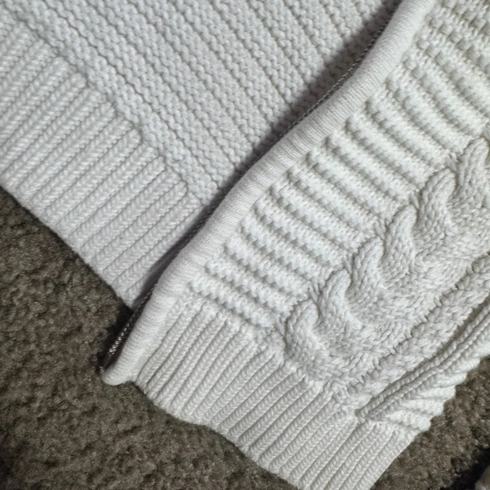 FLAWED GAP Womens Cream Cable‎ Knit Full Zip Mock Neck Cardigan Sweater White